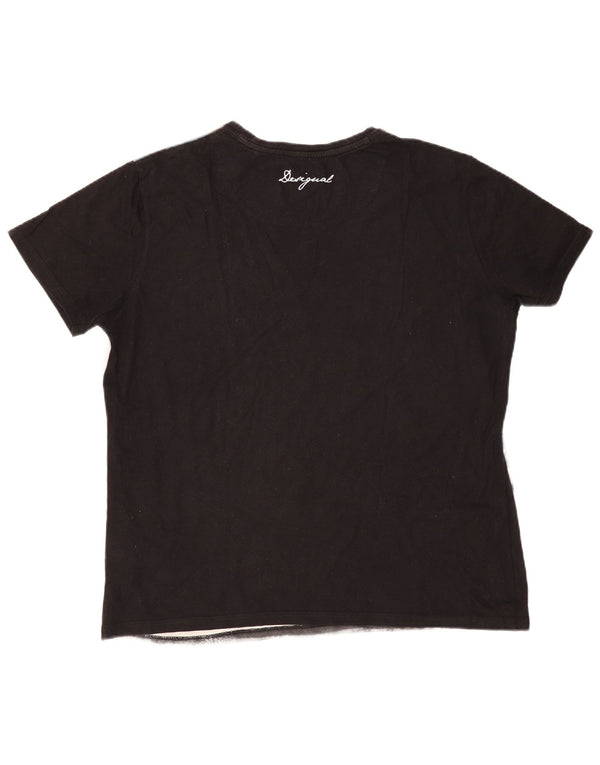 DESIGUAL Mens Graphic T-Shirt Top 2XL Grey Colourblock Cotton