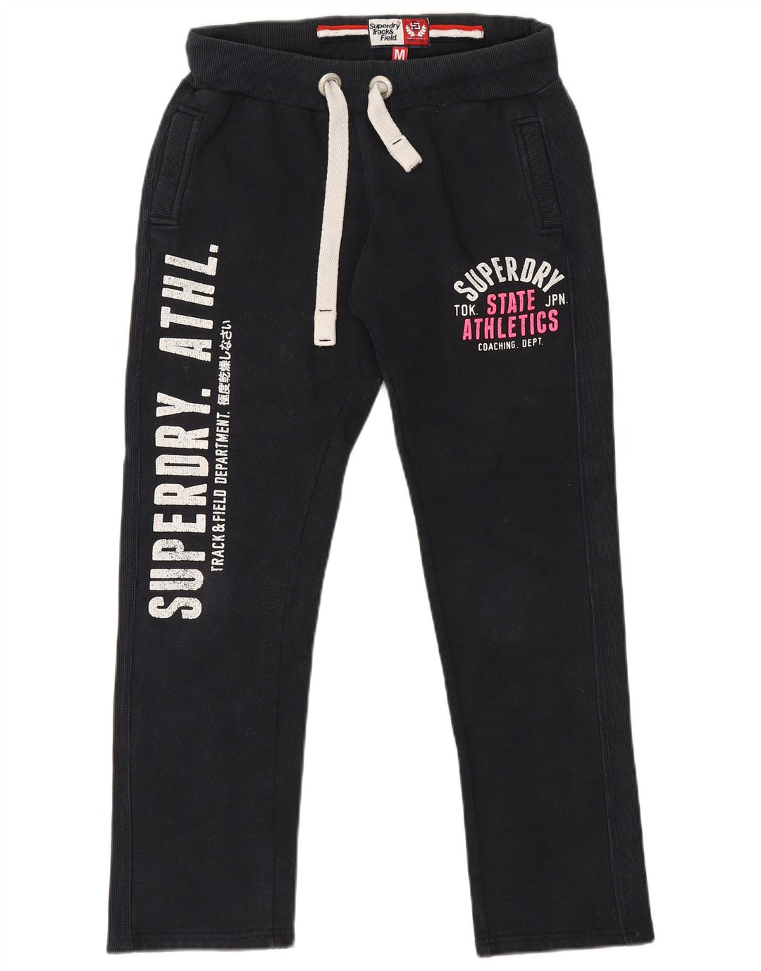 Superdry Womens Graphic Tracksuit Trousers UK 14 Medium  Black Cotton