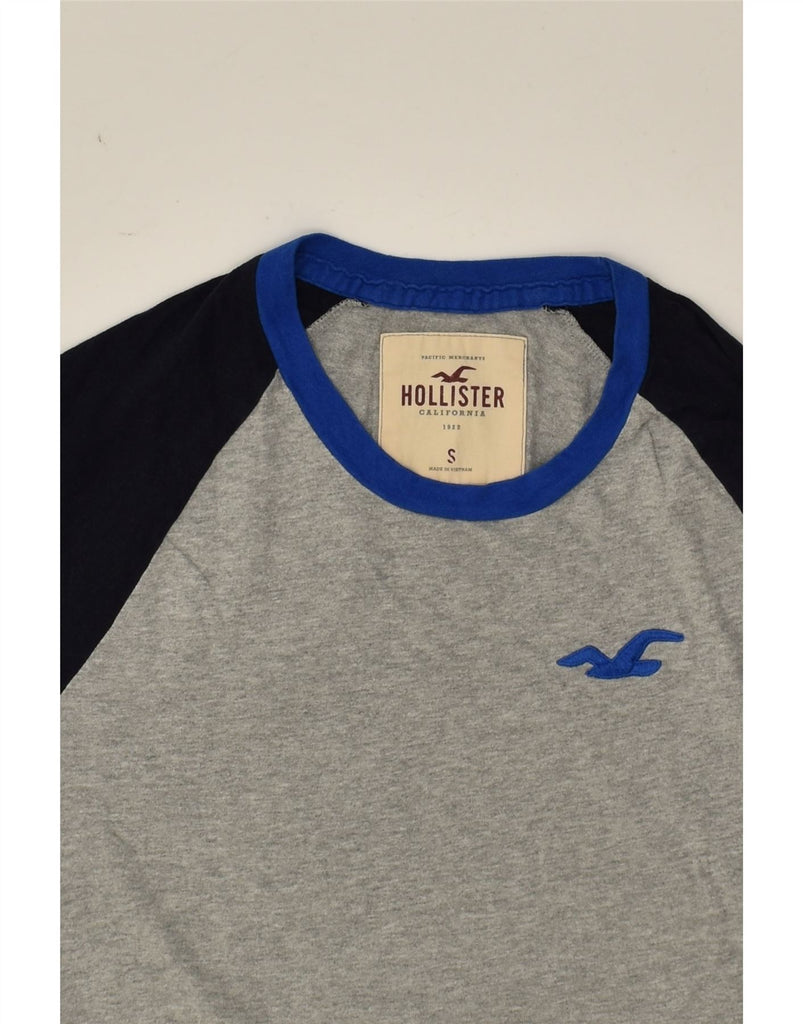 HOLLISTER Mens Top 3/4 Sleeve Small Grey Colourblock Cotton | Vintage Hollister | Thrift | Second-Hand Hollister | Used Clothing | Messina Hembry 