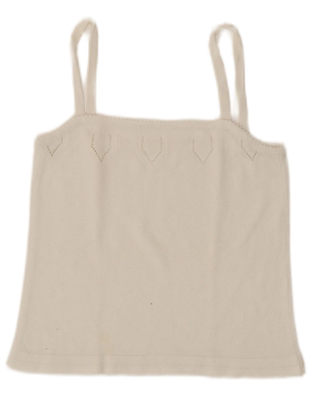 Vintage Womens Crop Knit Cami Top UK 4 XS White