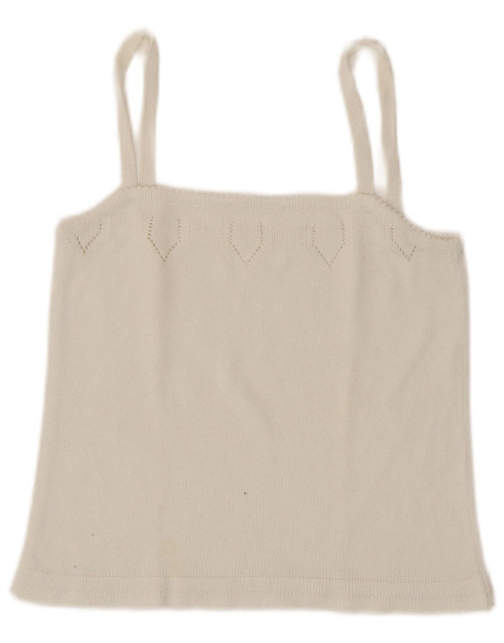 Vintage Womens Crop Knit Cami Top UK 4 XS White