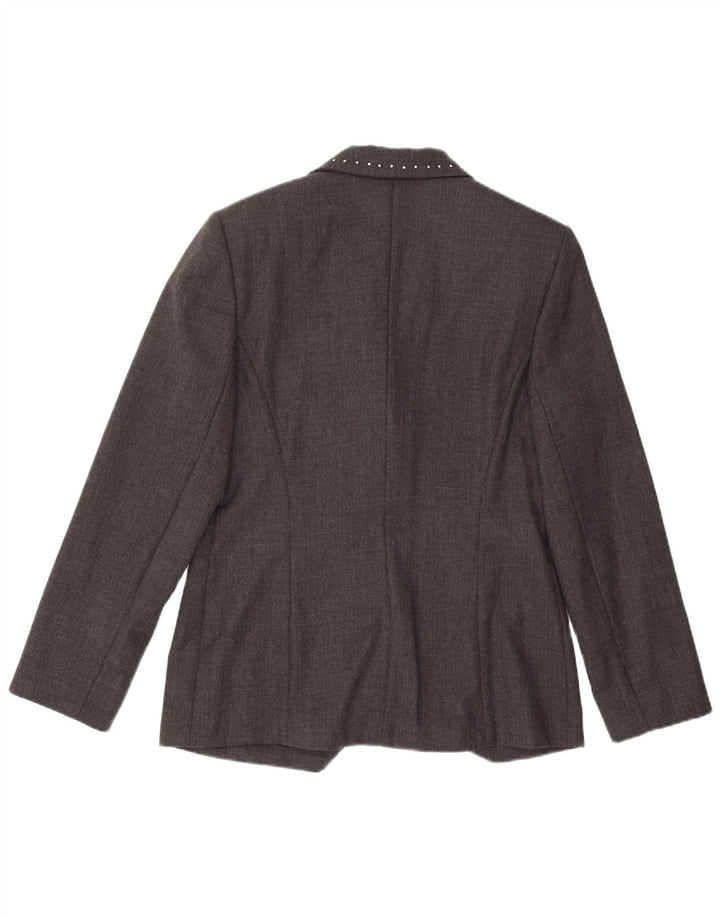 Pancaldi & B Womens Open Blazer Jacket IT 46 Large Grey Virgin Wool
