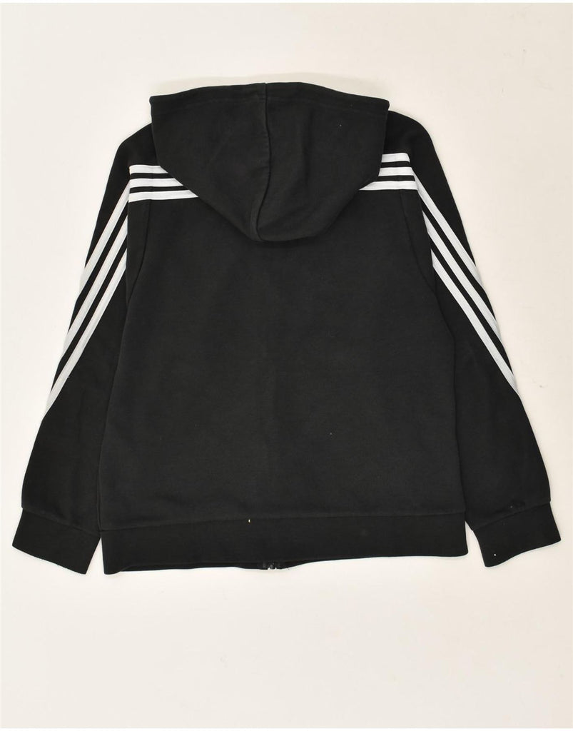 ADIDAS Womens Zip Hoodie Sweater UK 12/14 Medium Black Cotton | Vintage Adidas | Thrift | Second-Hand Adidas | Used Clothing | Messina Hembry 