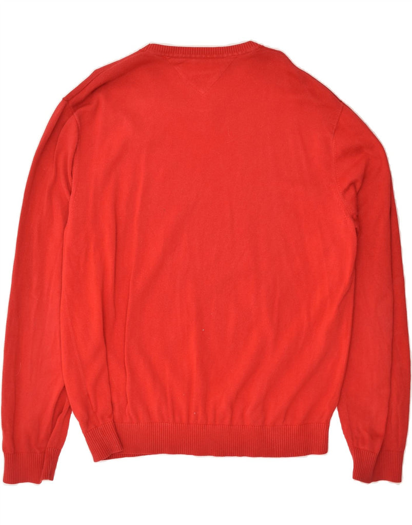 TOMMY HILFIGER Mens Crew Neck Jumper Sweater 2XL Red Cotton | Vintage Tommy Hilfiger | Thrift | Second-Hand Tommy Hilfiger | Used Clothing | Messina Hembry 