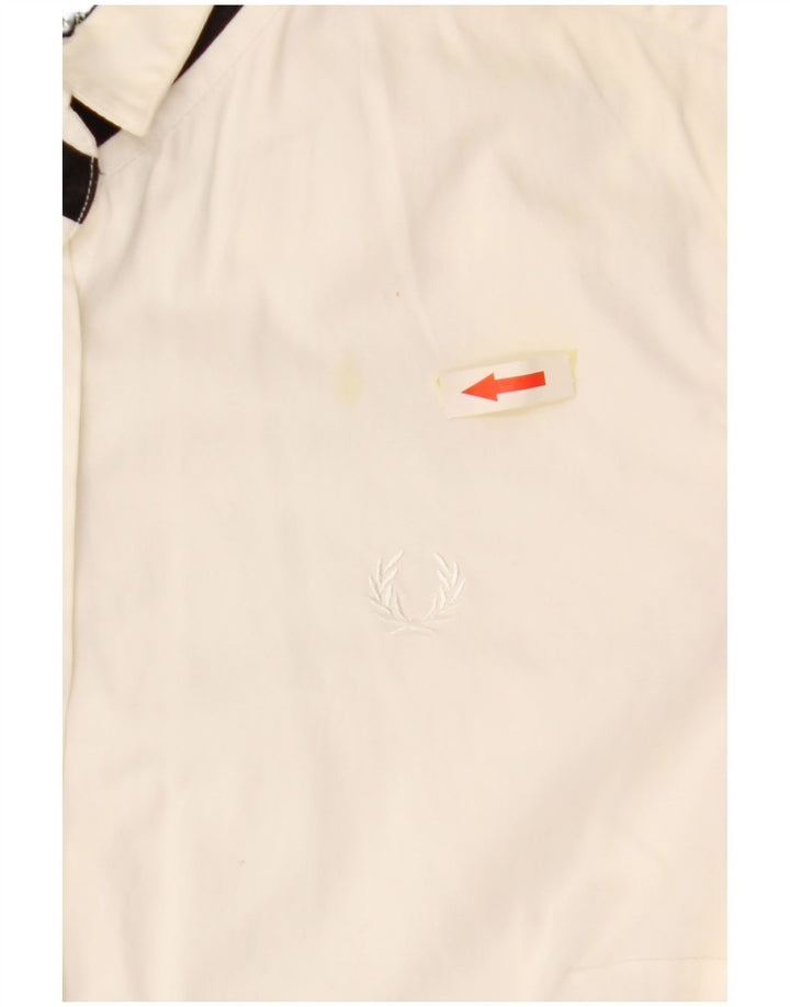 FRED PERRY Womens Shirt UK 12 Medium Off White Cotton