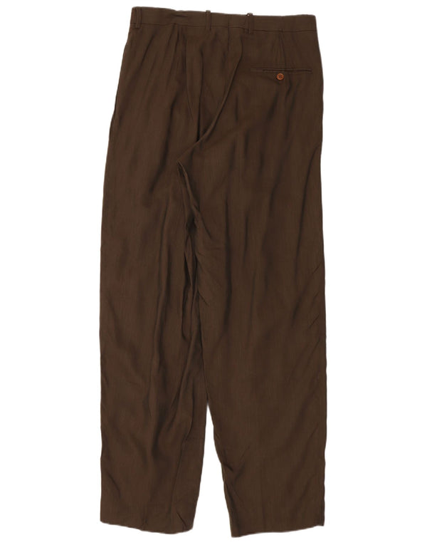 GB.PEDRINI Mens Pegged Suit Trousers IT 48 Medium W32 L33 Brown Linen