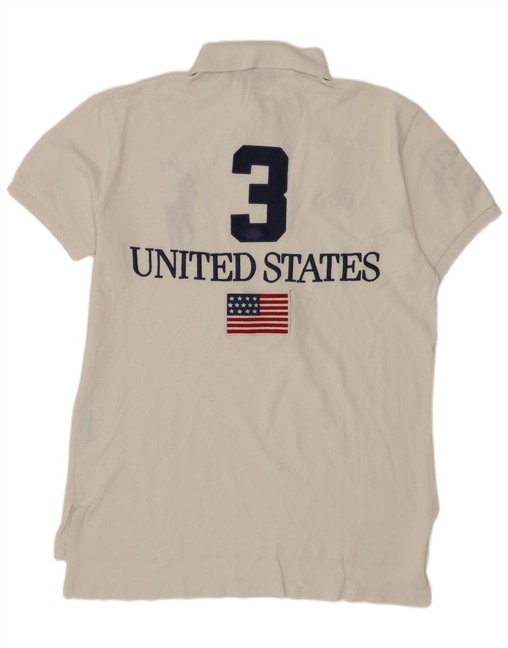 Polo Ralph Lauren Mens Graphic Custom Fit Polo Shirt Medium White Cotton