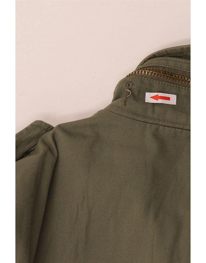 VINTAGE Mens Military Jacket UK 38 Medium Khaki Cotton
