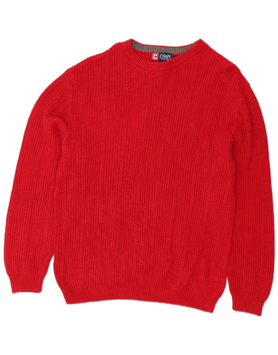 Chaps Mens Crew Neck Jumper Sweater Large Red Cotton