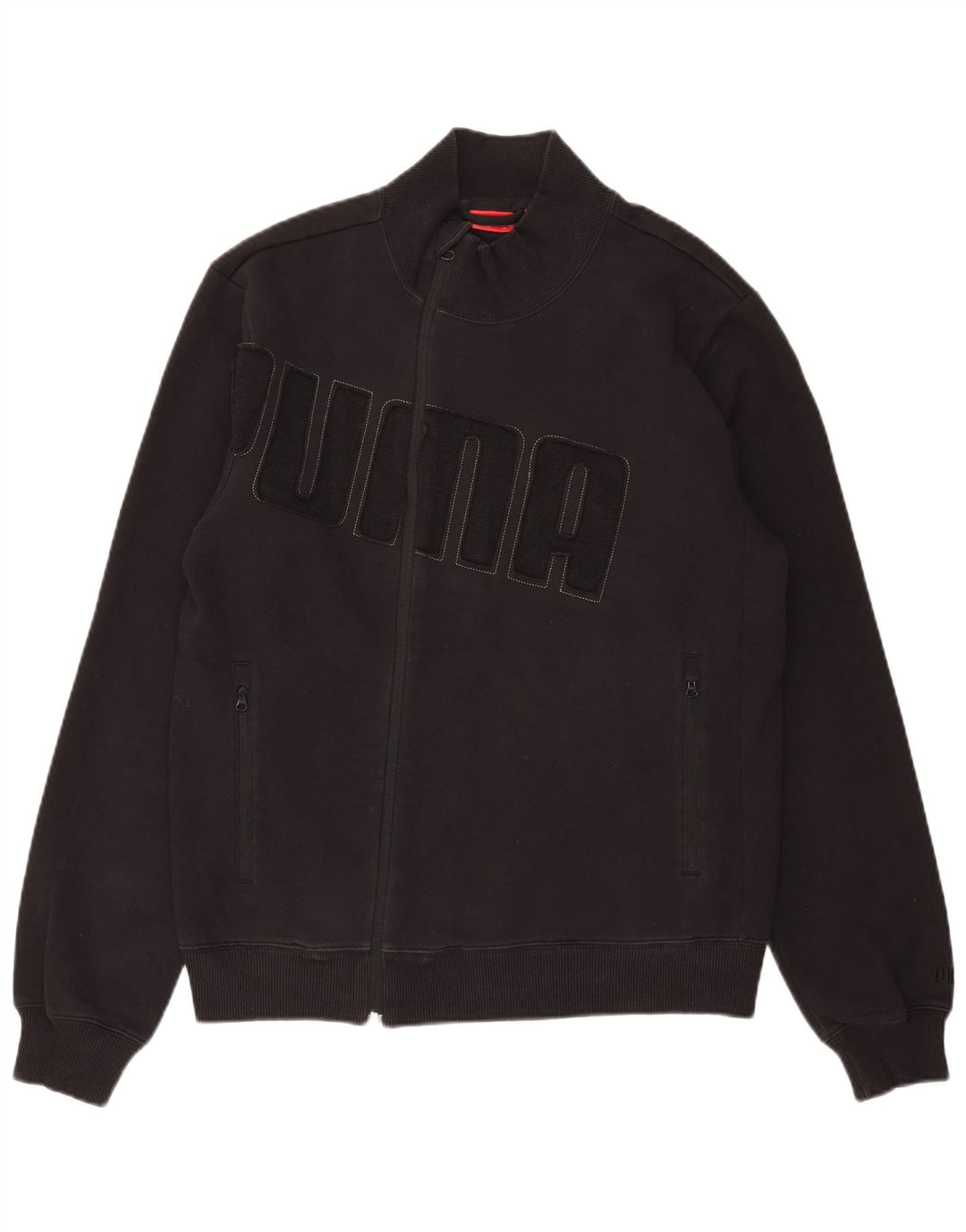 PUMA Mens Graphic Tracksuit Top Jacket Medium Black Cotton