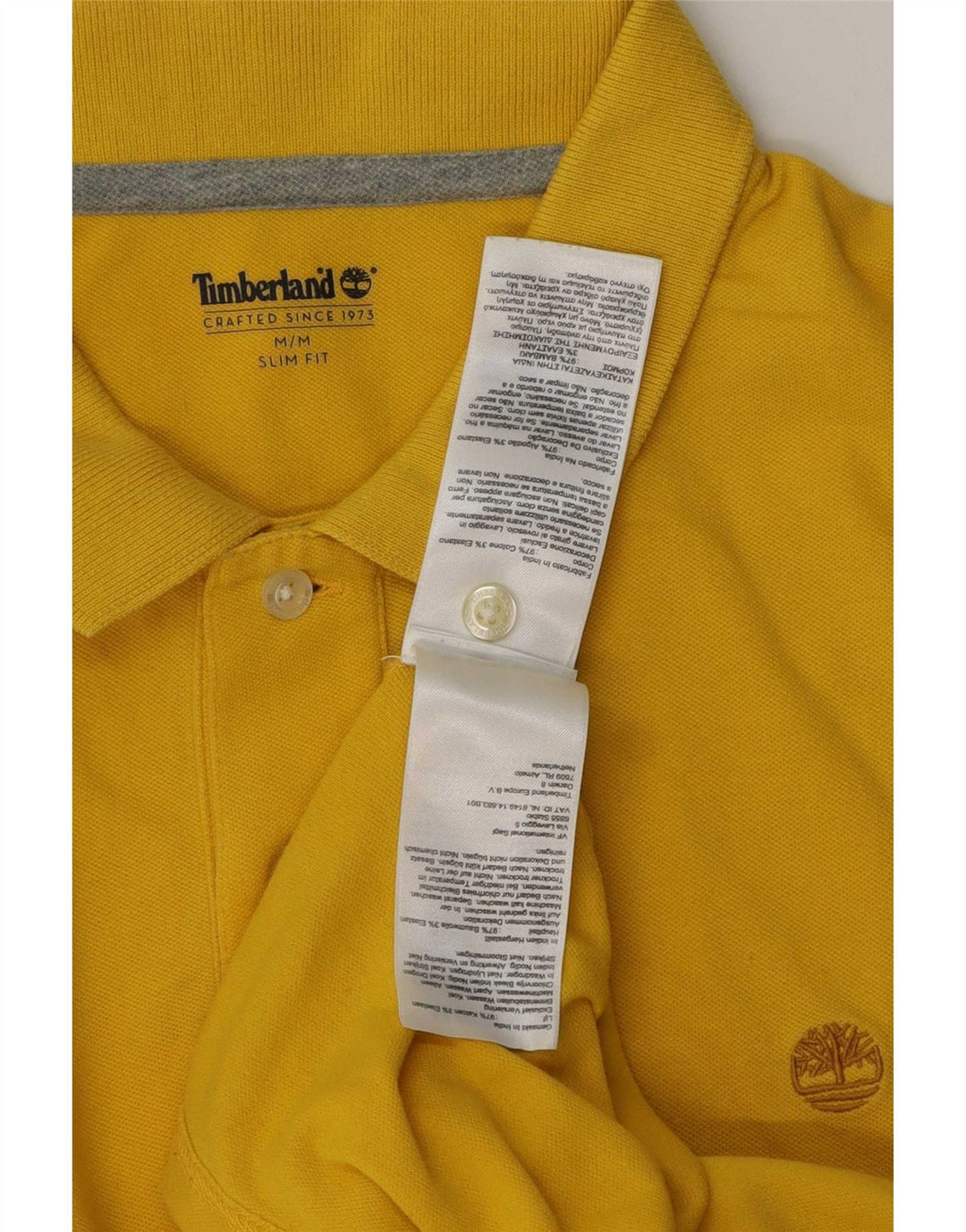 Timberland Mens Slim Fit Polo Shirt Medium Yellow Cotton