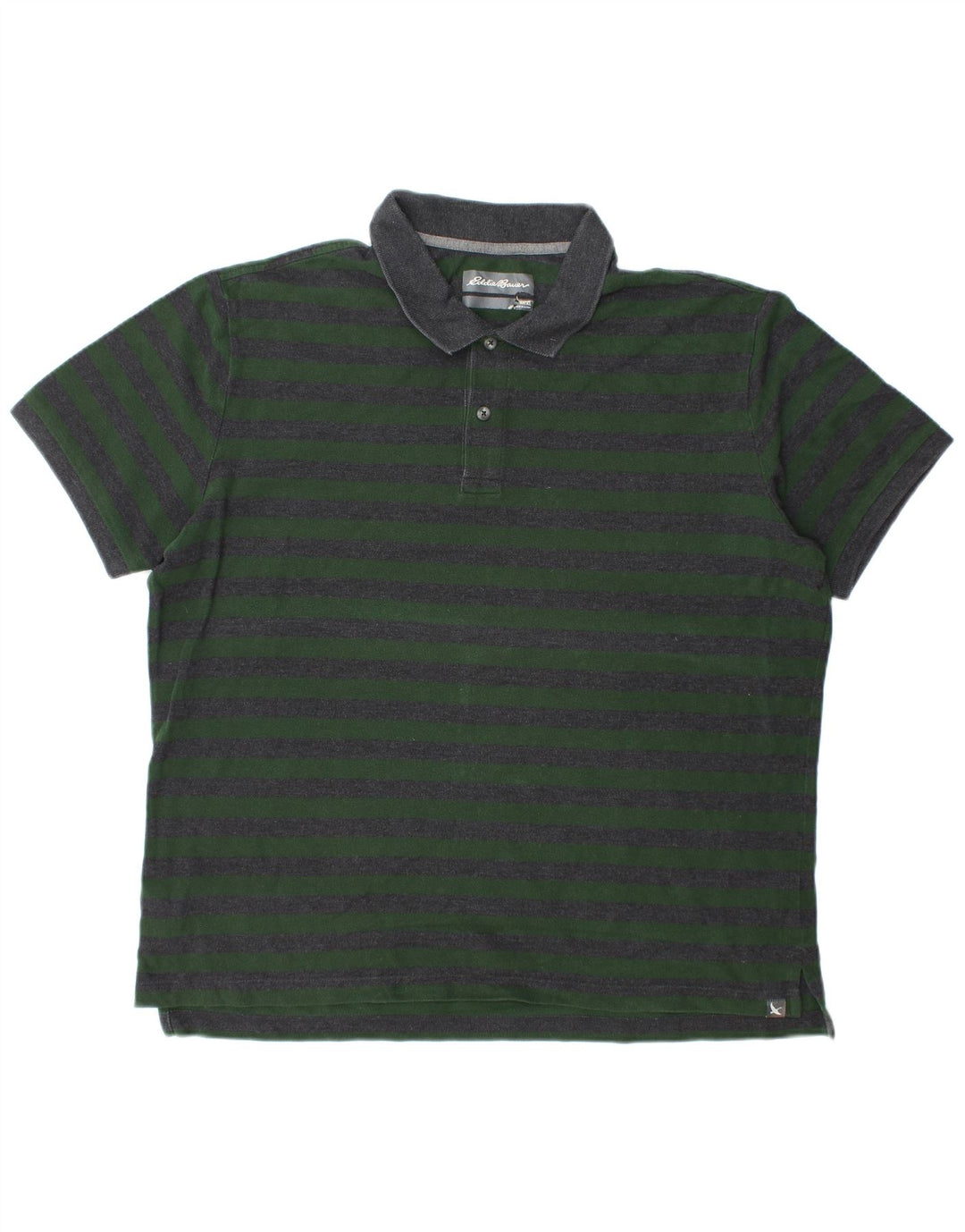 EDDIE BAUER Mens Polo Shirt XL Green Striped Cotton