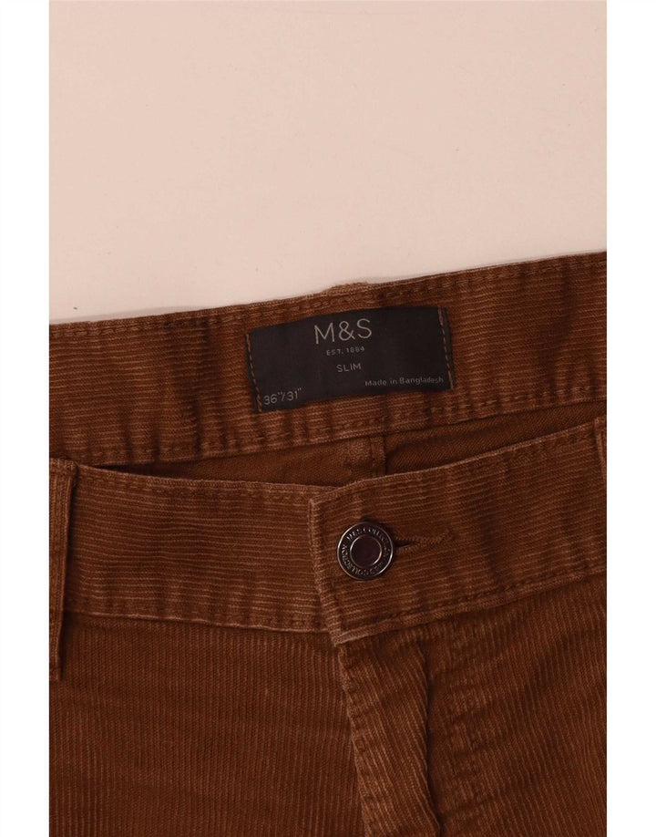 Marks & Spencer Mens Slim Corduroy Shorts W36 Large Brown