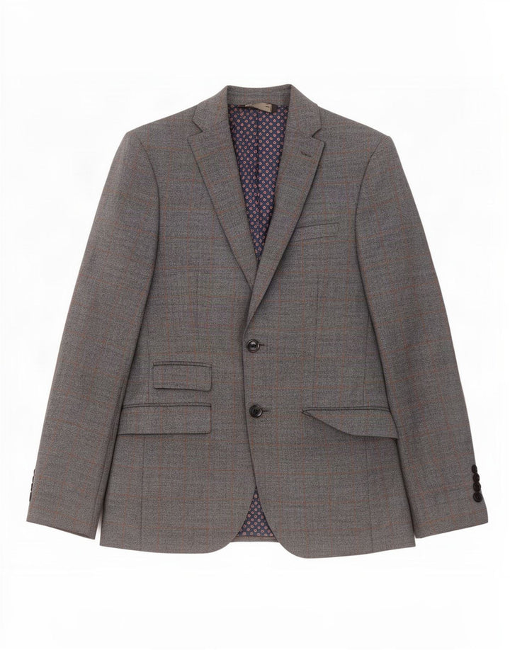 Marks & Spencer Mens Slim Fit 2 Button Blazer Jacket UK 36 Small Blue Check