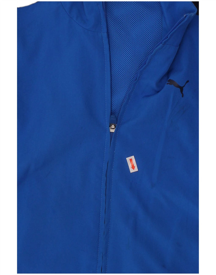 PUMA Boys Graphic Tracksuit Top Jacket 7-8 Years Blue Colourblock