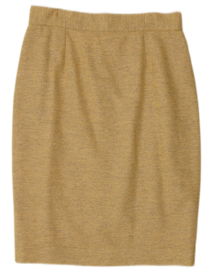FERRE Womens 1 Button 2 Piece Skirt Set UK 14 Medium W28  Yellow Wool