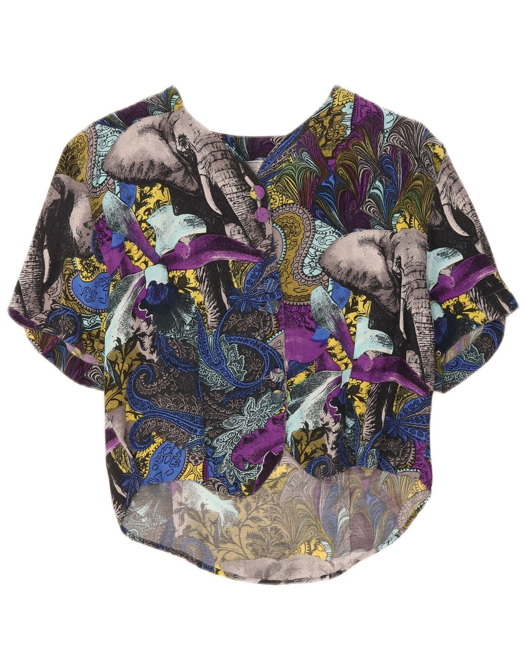 Vintage Womens Shirt Blouse UK 12 Medium Multicoloured Paisley Viscose