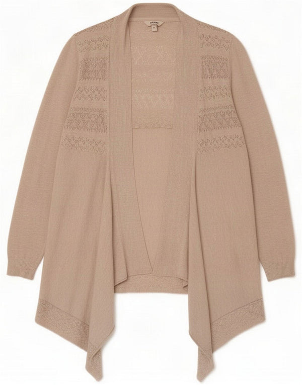 Fat Face Womens Longline Asymmetric Cardigan Sweater UK 14 Medium Beige