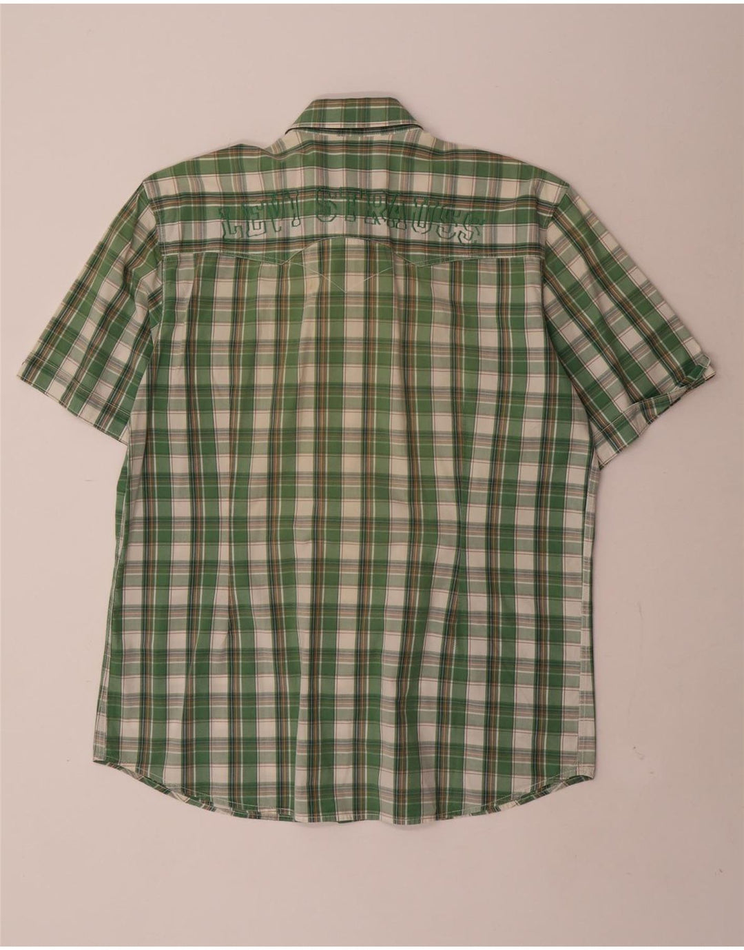 Levi's Mens Short Sleeve Graphic Shirt XL Green Check Cotton