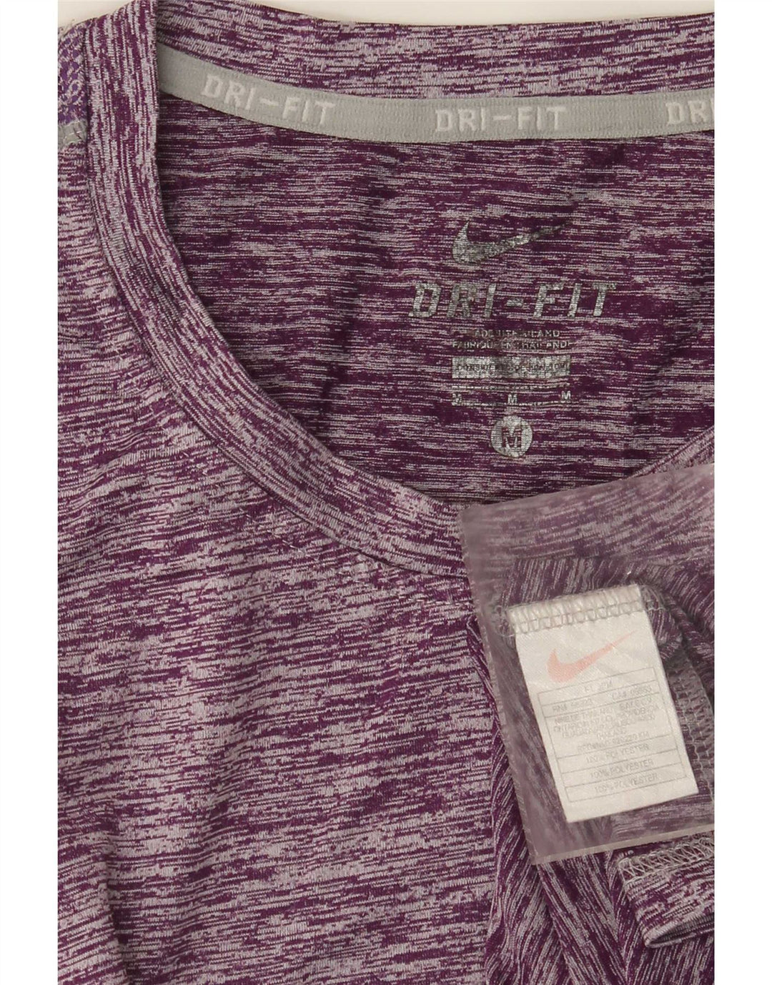 Nike Womens Dri Fit T-Shirt Top UK 12 Medium Purple Flecked Polyester