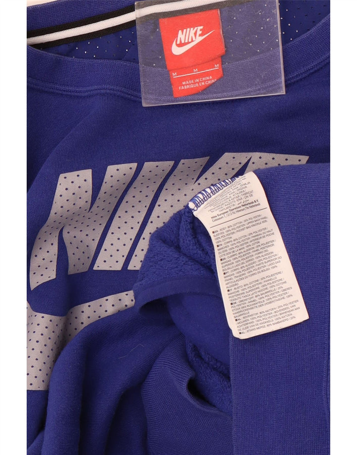 Nike Mens Graphic Sweatshirt Jumper Medium Blue Colourblock Cotton