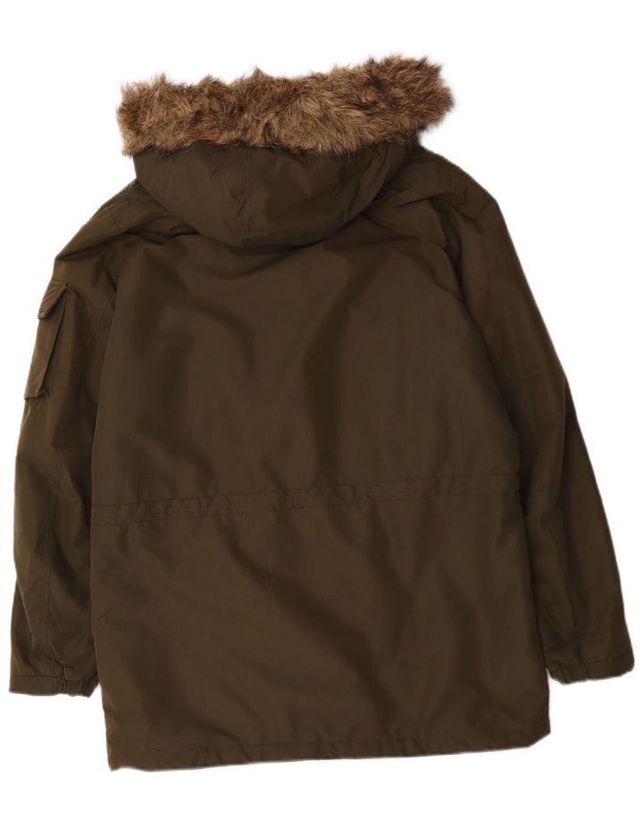 Jack & Jones Mens Hooded Parka Jacket UK 38 Medium Khaki