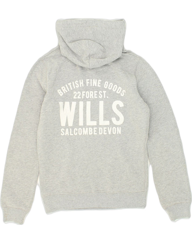 JACK WILLS Womens Graphic Hoodie Jumper UK 8 Small Grey Cotton | Vintage Jack Wills | Thrift | Second-Hand Jack Wills | Used Clothing | Messina Hembry 