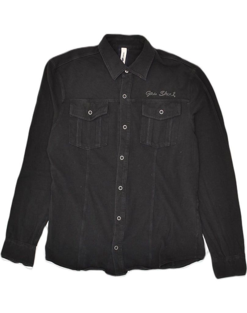 GAS Mens Shirt Small Black Cotton | Vintage Gas | Thrift | Second-Hand Gas | Used Clothing | Messina Hembry 