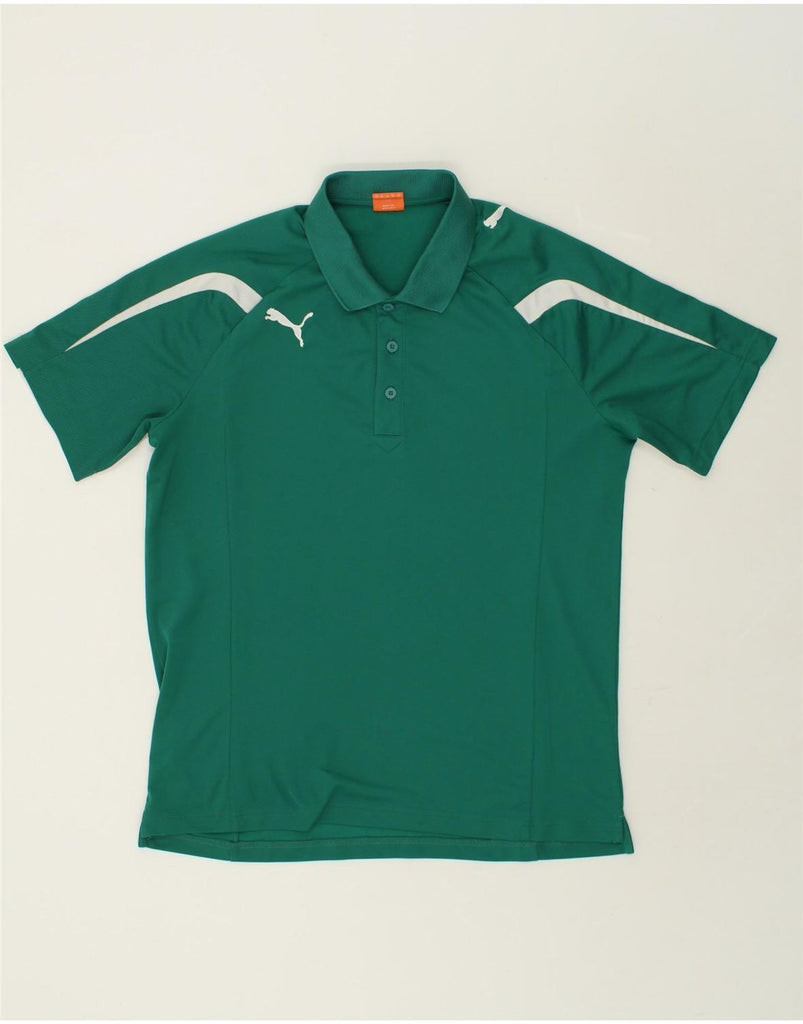 PUMA Mens Polo Shirt XL Green Colourblock | Vintage Puma | Thrift | Second-Hand Puma | Used Clothing | Messina Hembry 