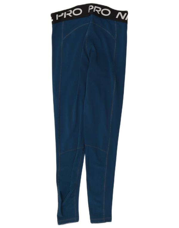 Nike Womens Dri Fit Graphic Leggings UK 10 Small Blue Colourblock Polyester