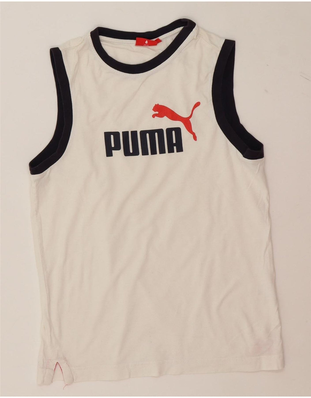 PUMA Mens Graphic Vest Top Small White Vintage Puma and Second-Hand Puma from Messina Hembry 