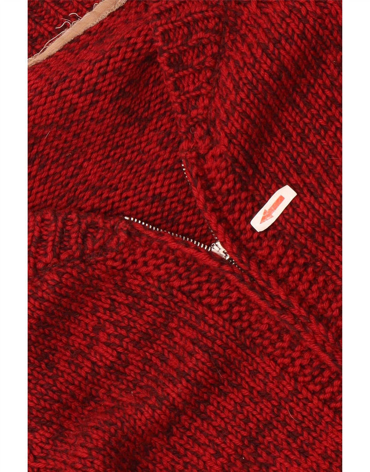 Vintage Mens Cardigan Sweater Medium Red Flecked