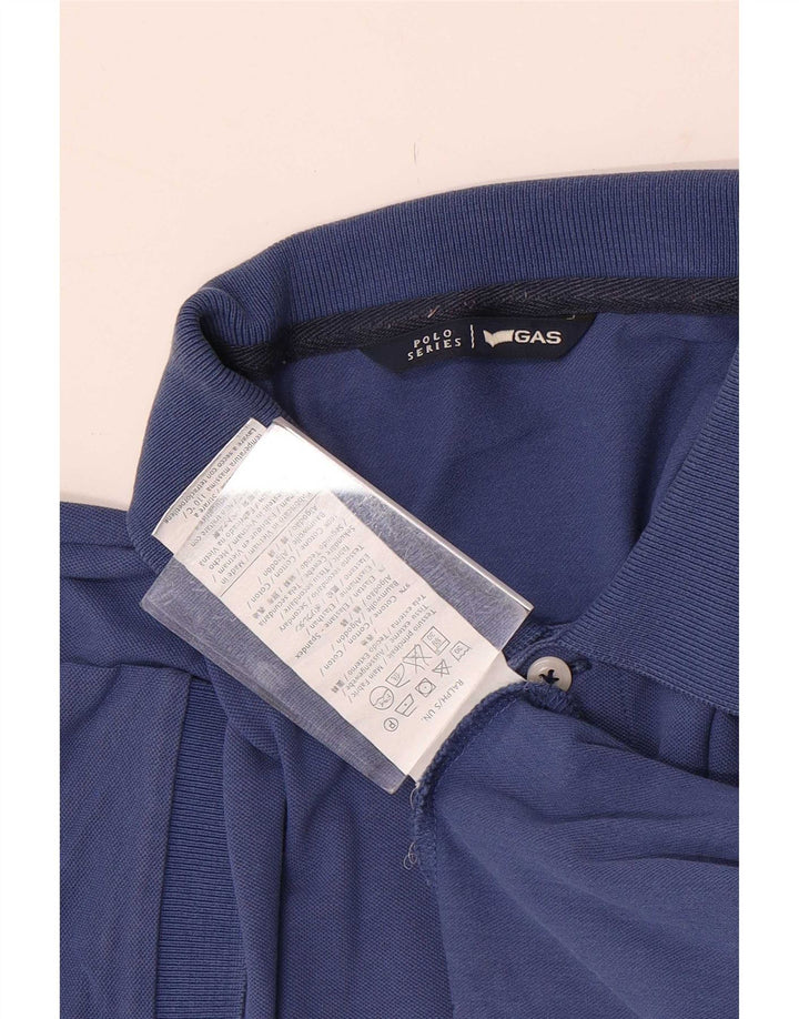 Gas Mens Polo Shirt Small Blue Cotton