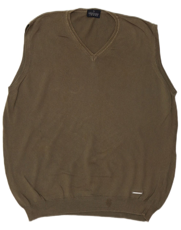TRUSSARDI Mens Vest Tank Top Medium Khaki