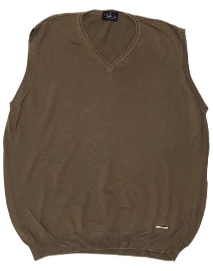 TRUSSARDI Mens Vest Tank Top Medium Khaki