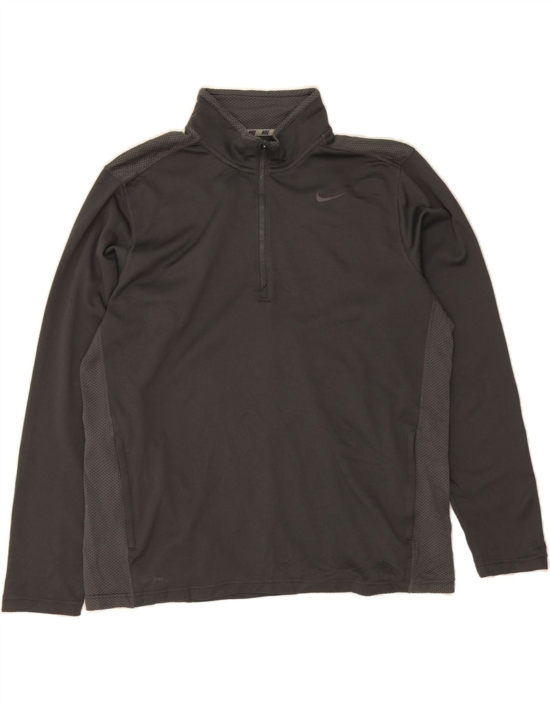 NIKE Mens Dri Fit Zip Neck Pullover Tracksuit Top 2XL Grey Polyester Vintage Nike and Second-Hand Nike from Messina Hembry 