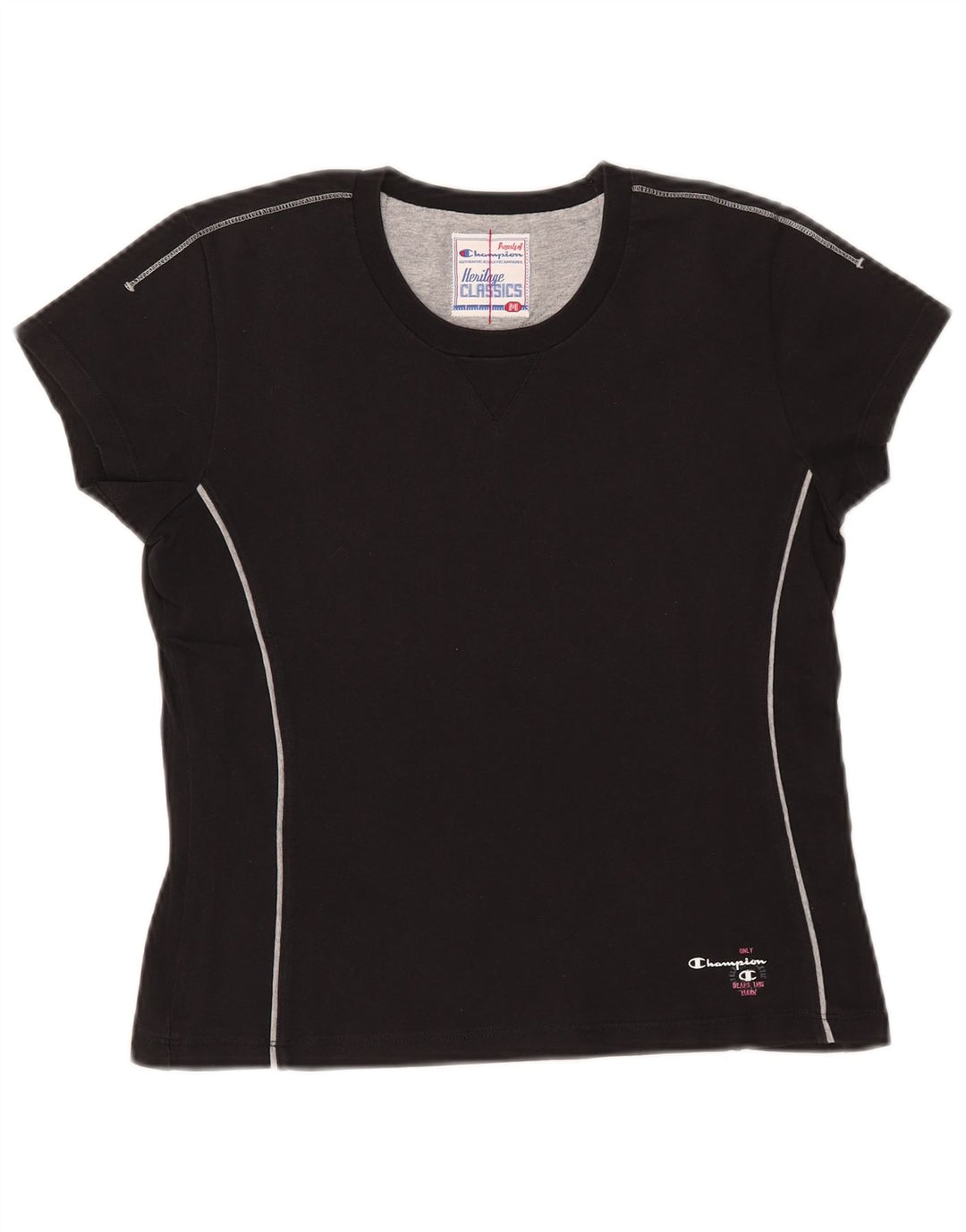 CHAMPION Womens Heritage Classics Crop T-Shirt Top UK 12 Medium Black