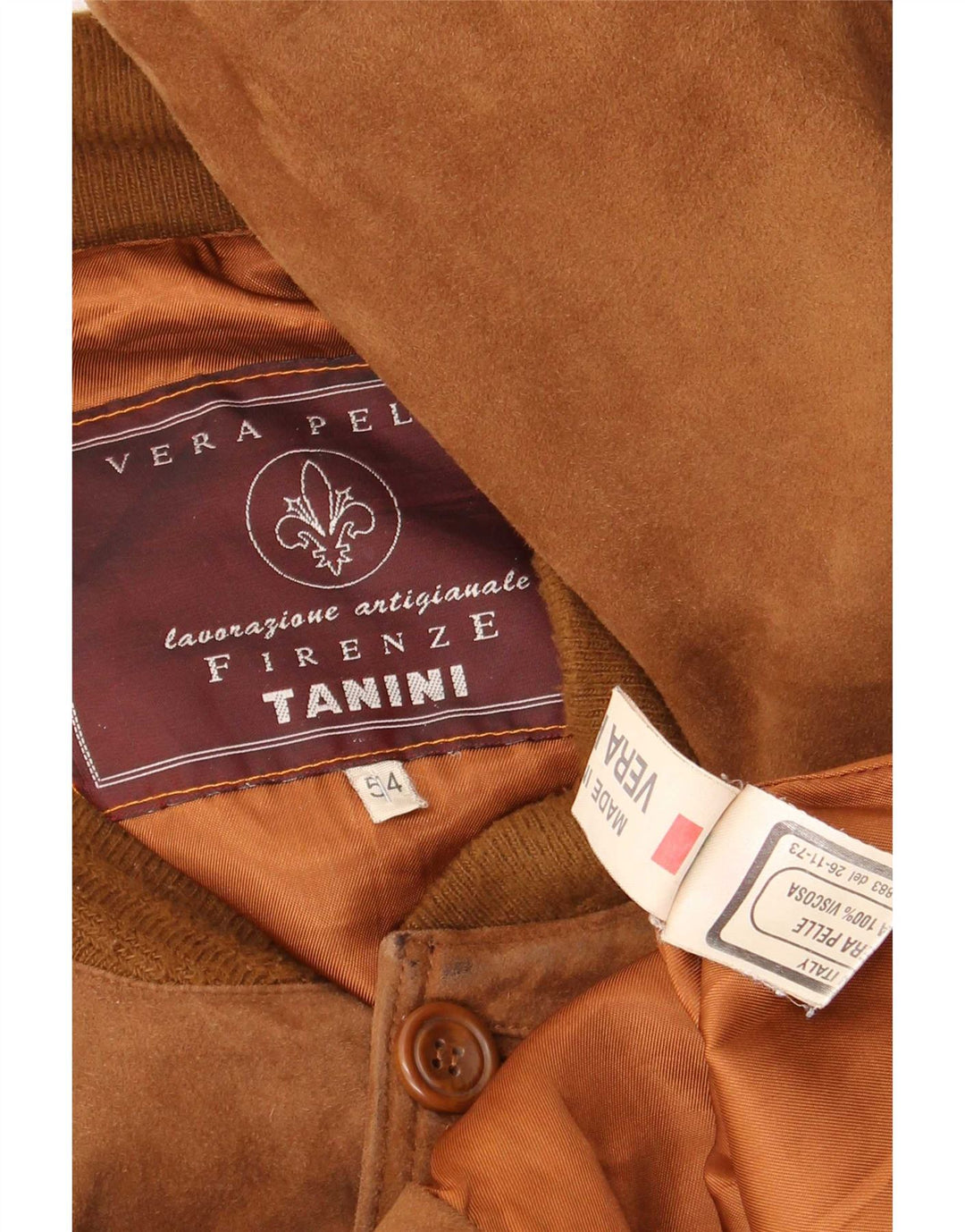 Vintage Mens Suede Bomber Jacket IT 54 2XL Brown Leather