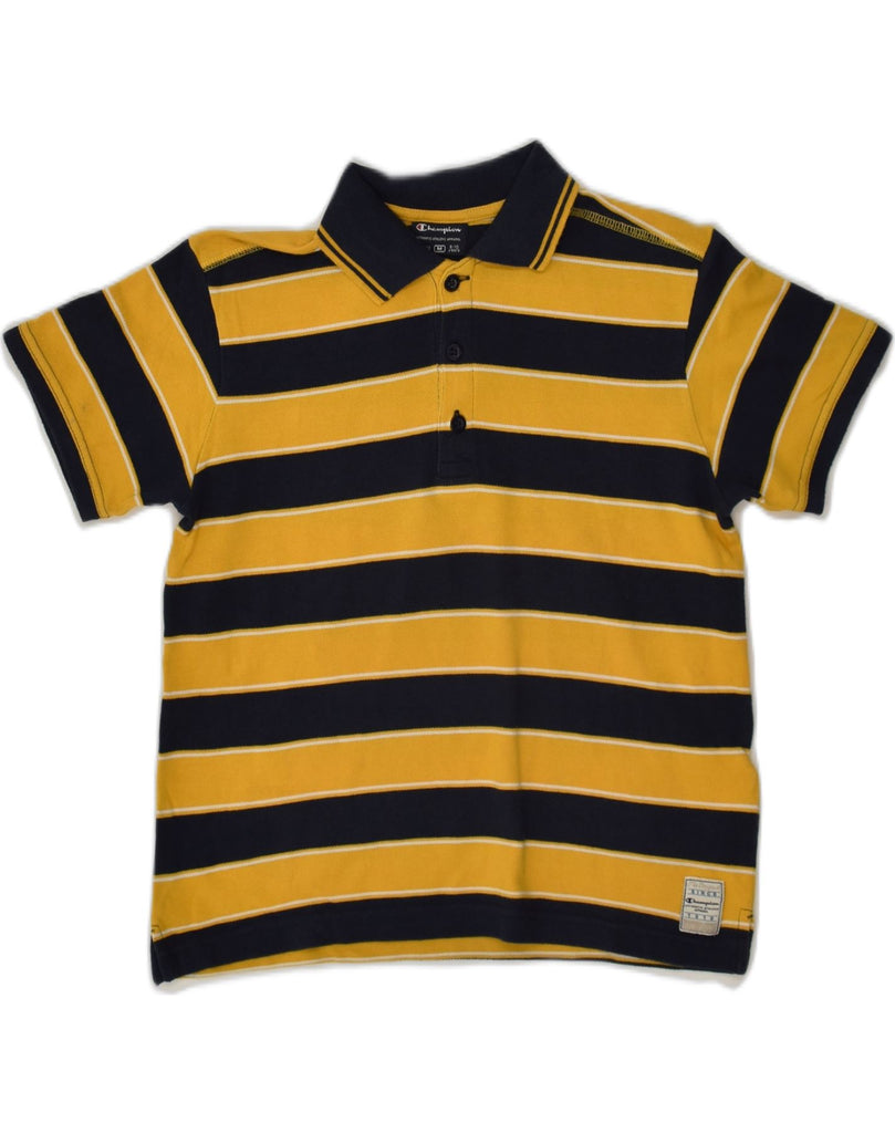 CHAMPION Boys Polo Shirt 9-10 Years Medium  Yellow Striped Cotton | Vintage Champion | Thrift | Second-Hand Champion | Used Clothing | Messina Hembry 