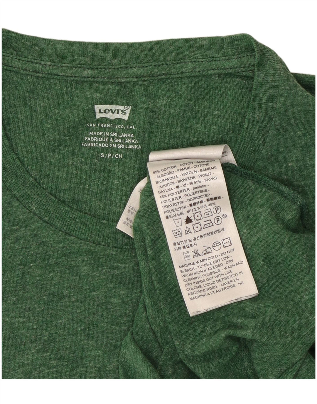 Levi's Mens T-Shirt Top Small Green Flecked Cotton