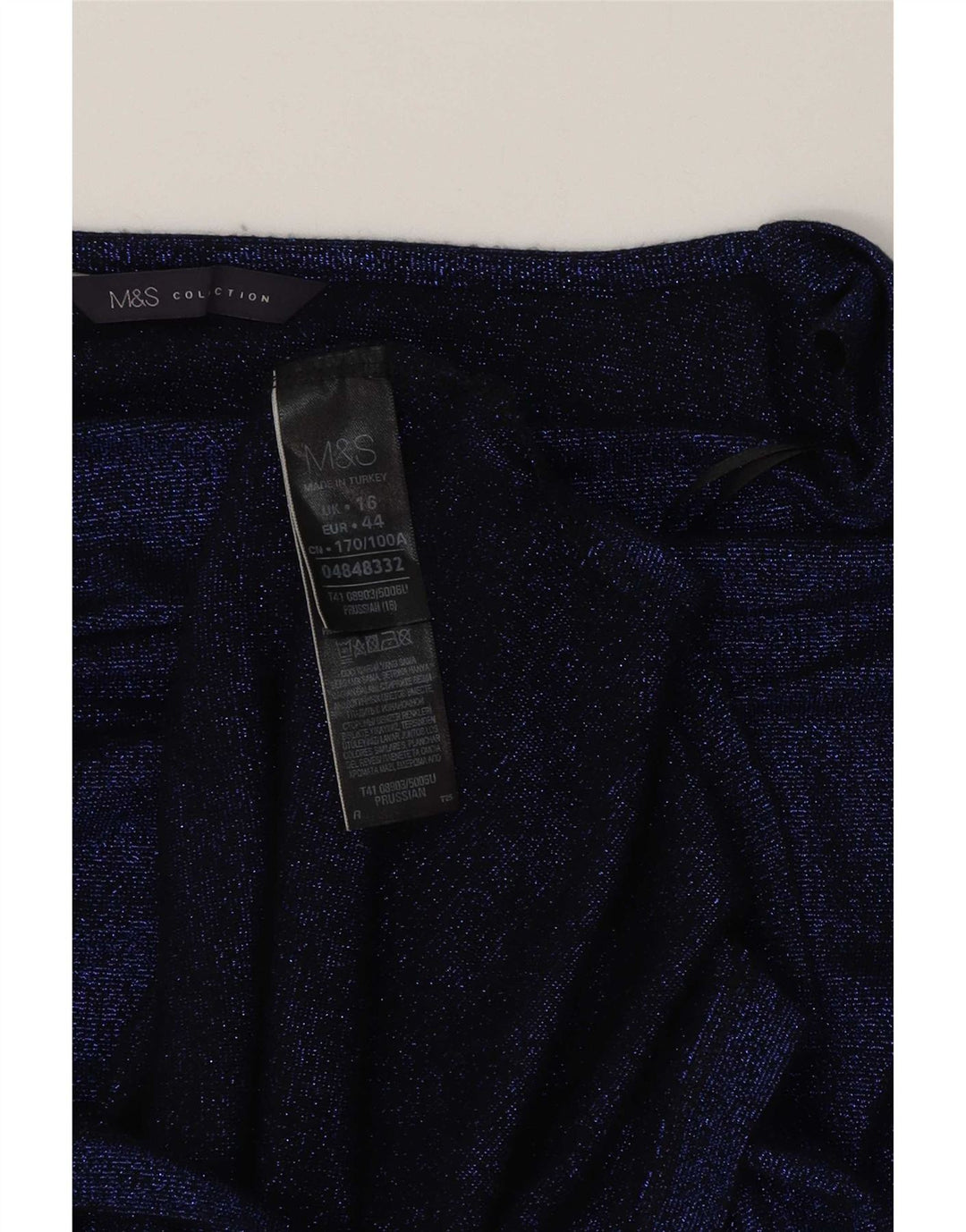 Marks & Spencer Womens Longline Top 3/4 Sleeve UK 16 Large Blue Viscose