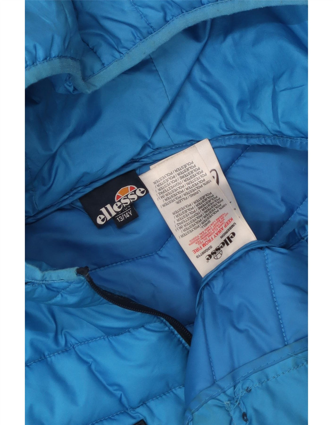 Ellesse Boys Hooded Padded Jacket 13-14 Years Blue Colourblock Polyester