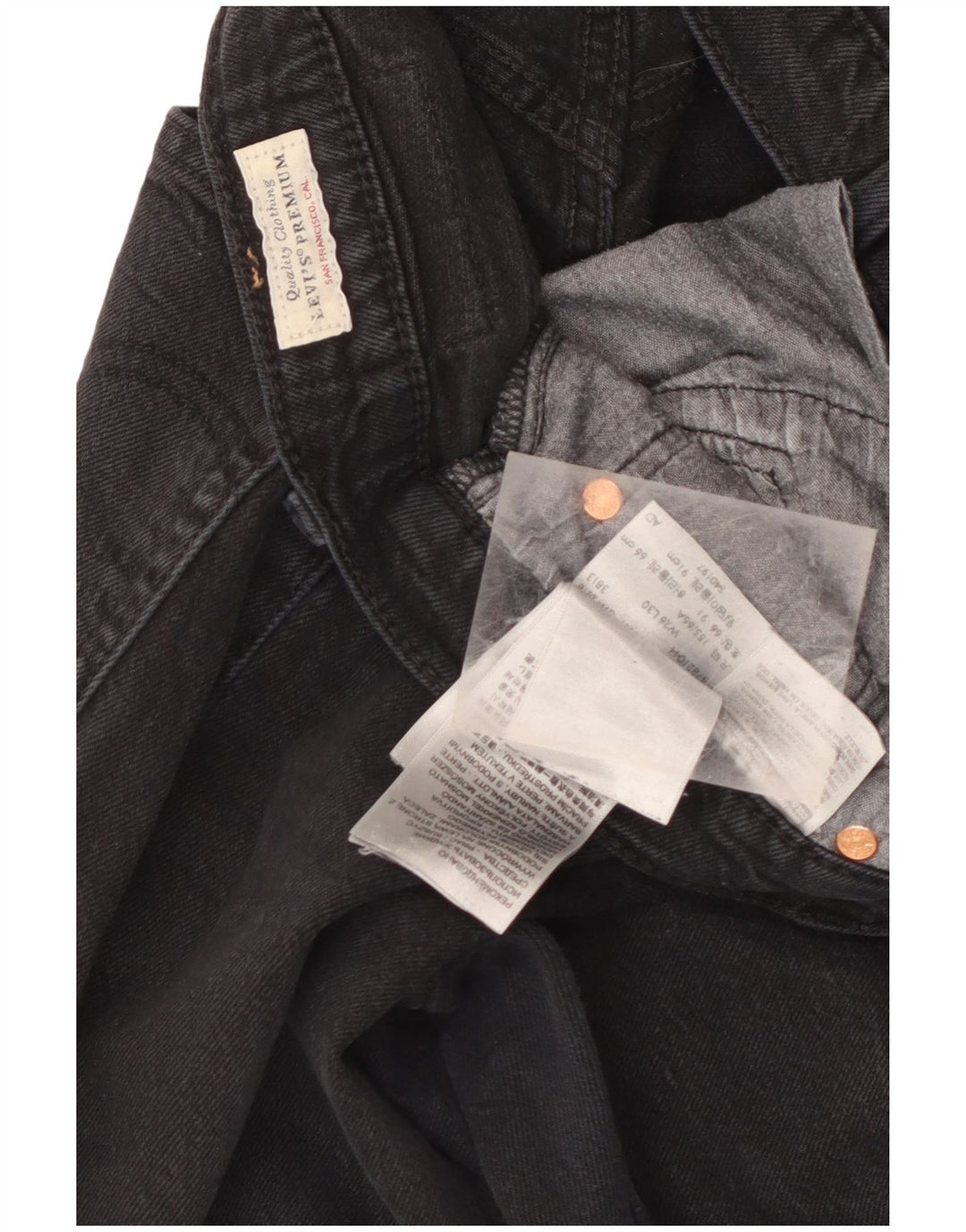 Levi's Mens 501 Straight Jeans W26 L30 Black Cotton