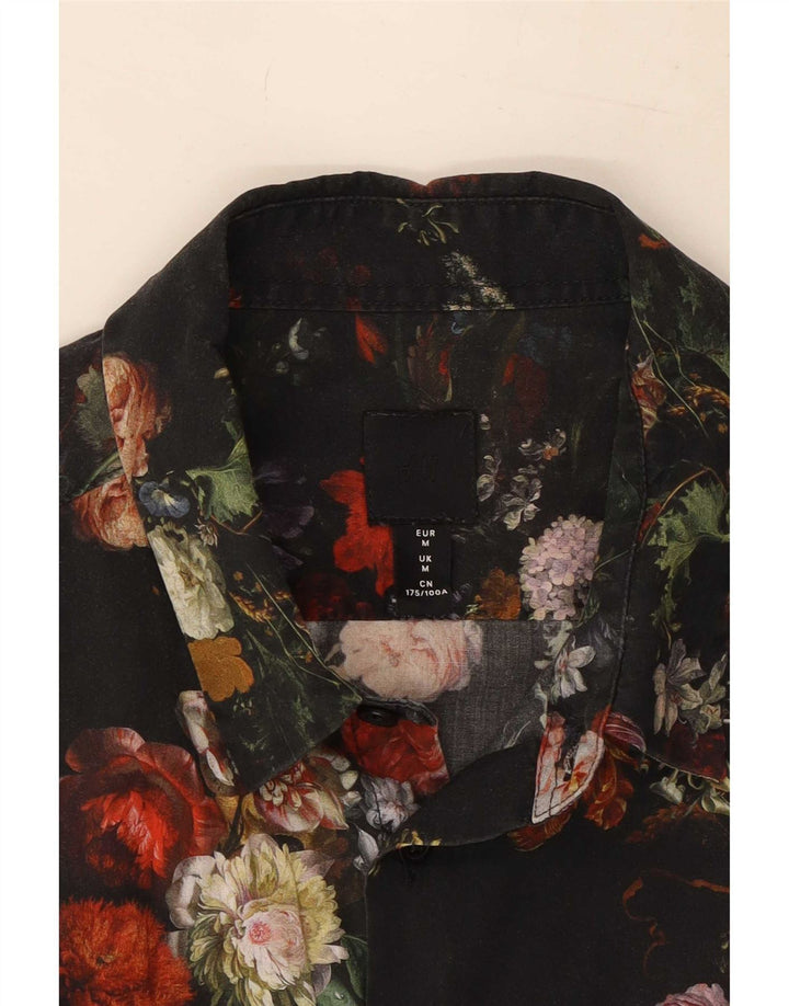 H&M Mens Shirt Medium Black Floral