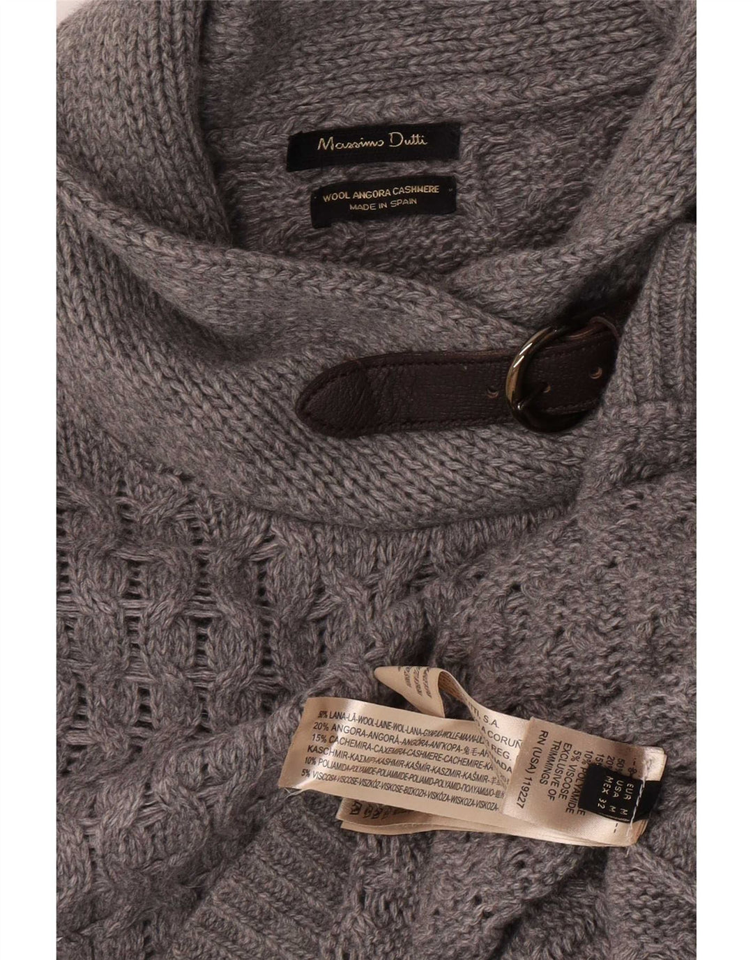 Massimo Dutti Womens Shawl Neck Poncho Jumper UK 14 Medium Grey Wool