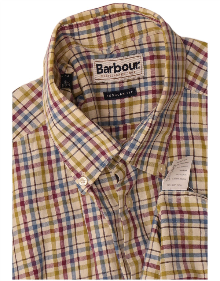 Barbour Mens Regular Fit Flannel Shirt Large Multicoloured Check Cotton
