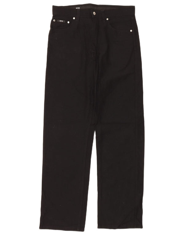 Hugo Boss Mens Alabama Straight Casual Trousers W32 L32 Black Cotton