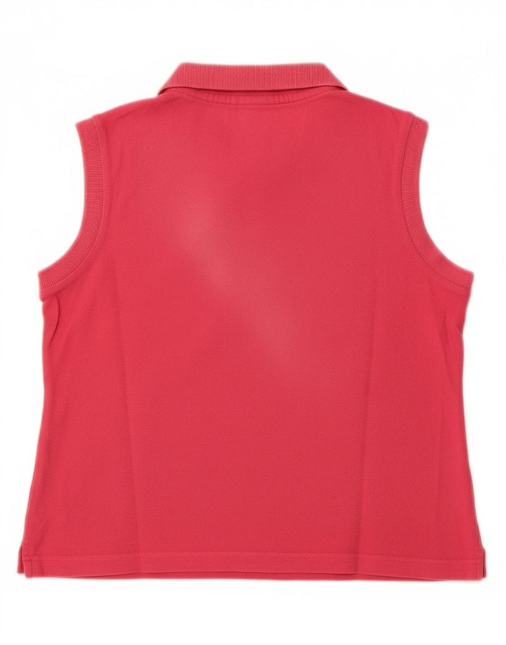 Diadora Womens Crop Sleeveless Polo Shirt IT 42 Medium Pink Cotton