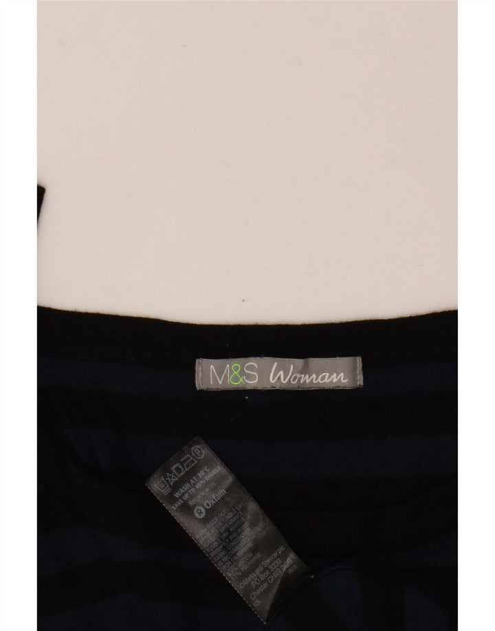 Marks & Spencer Womens Boat Neck Jumper Sweater UK 14 Medium Navy Blue