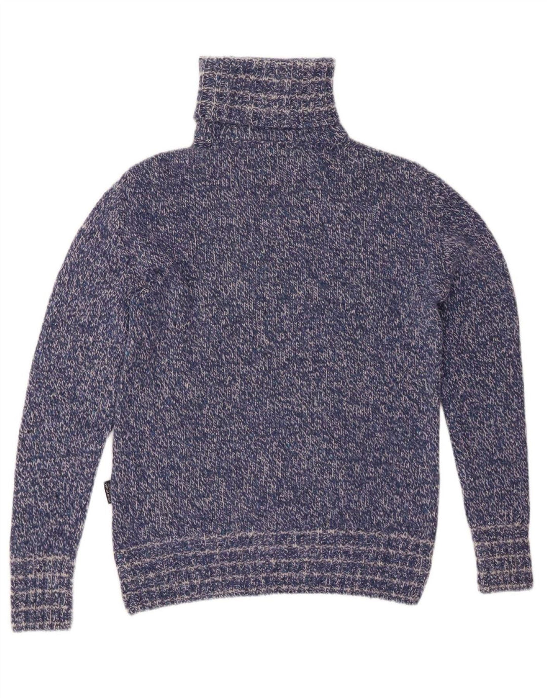 WOOLRICH Womens Roll Neck Jumper Sweater UK 16 Large Navy Blue Flecked